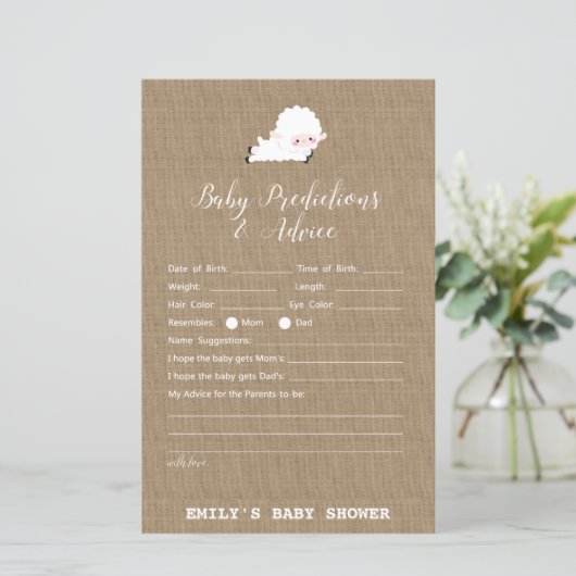 Little Lamb Baby Shower Game PRINTED (Stehend Vorderseite)