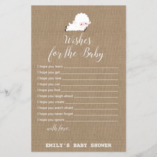 Little Lamb Baby Shower Game PRINTED (Vorderseite)