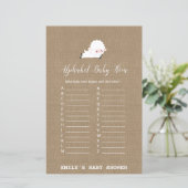 Little Lamb Baby Shower Game PRINTED (Stehend Vorderseite)