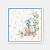Little Lamb | Blue Baby Dusche Napkin Serviette (Vorderseite)