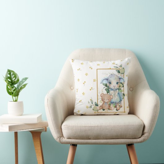 Little Lamb | Blue Baby Shower oder Kinderzimmer D Kissen (Stuhl )