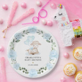 Little Lamb Blue Floral Greenery Baby Dusche Pappteller (Party)
