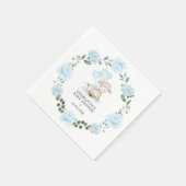 Little Lamb Blue Floral Greenery Baby Dusche Serviette (Ecke)