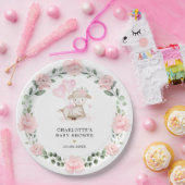 Little Lamb Blush Pink Blumengrün Baby Girl Pappteller (Party)