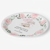 Little Lamb Blush Pink Blumengrün Baby Girl Pappteller (Schrägansicht)
