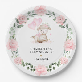 Little Lamb Blush Pink Blumengrün Baby Girl Pappteller