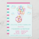 Little Lamb First Birthday Party Einladung (Vorne/Hinten)