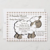 Little Lamb Gingham Baby Shower Einladung (Vorderseite)