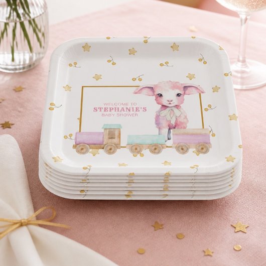 Little Lamb | Pink Baby Duschpapier Teller
