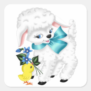 Little Lamb Quadratischer Aufkleber