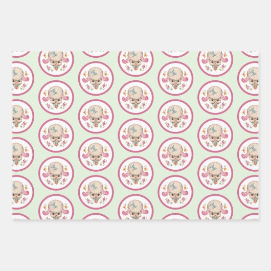 Little Lamb Retro Geschenkpapier Set (Vorderseite 3)