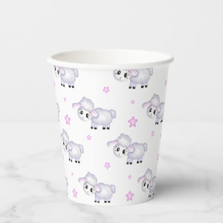 Little Lamb Sheep Baby Dusche positiv Pappbecher