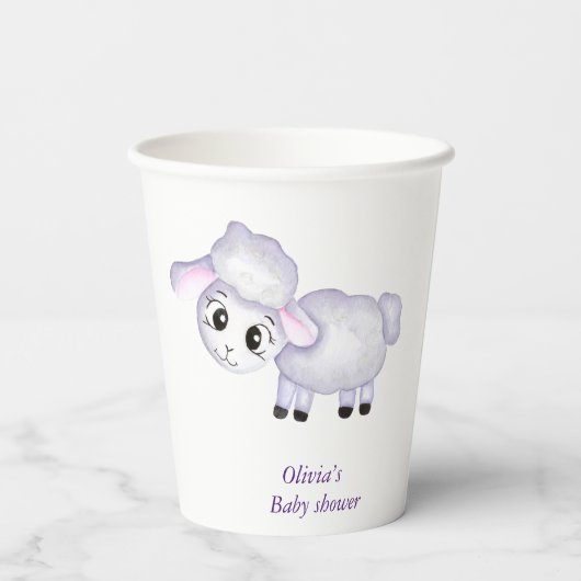 Little Lamb Sheep Baby Dusche positiv Pappbecher (Rückseite)