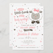 Little Lamb Sheep Baby Girl Dusche Einladung (Vorne/Hinten)
