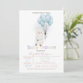 Little Lamb Sheep Balloons Baby Dusche Einladung (Stehend Vorderseite)