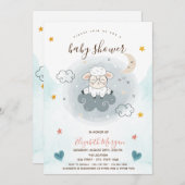 Little Lamb Sheep Cloud Moon Stars Baby Dusche Einladung (Vorne/Hinten)