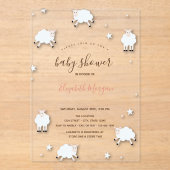 Little Lamb Sheeps Cloud Stars Baby Shower  Acryleinladungen (Vorderseite)