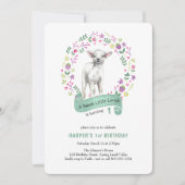 Little Lamb Spring Girl 1. Geburtstag Einladung (Vorderseite)