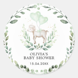 Little Lamb Spring Greenery Baby Sheep Dusche Runder Aufkleber
