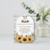Little Lamb Sunflower Rustic Baby Shower Postkarte (Stehend Vorderseite)