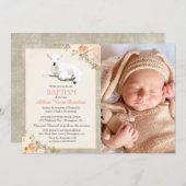 Little Lamb Taufe Foto Einladung (Vorne/Hinten)