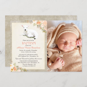 Little Lamb Taufe Foto Einladung