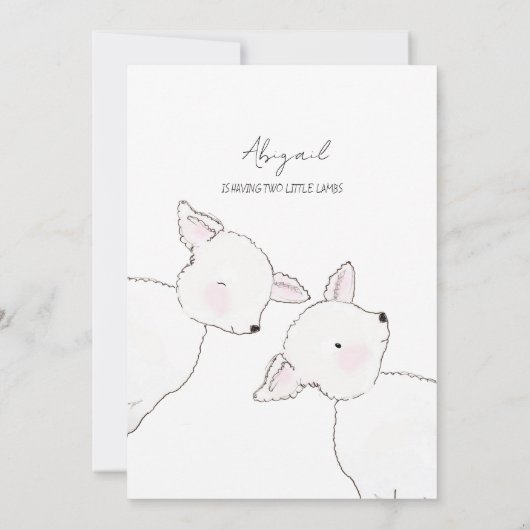 Little Lamb Twins Baby Shower Einladung (Rückseite)