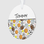 Little League Sports Balls Player NAME Fun Ornament (Vorderseite)