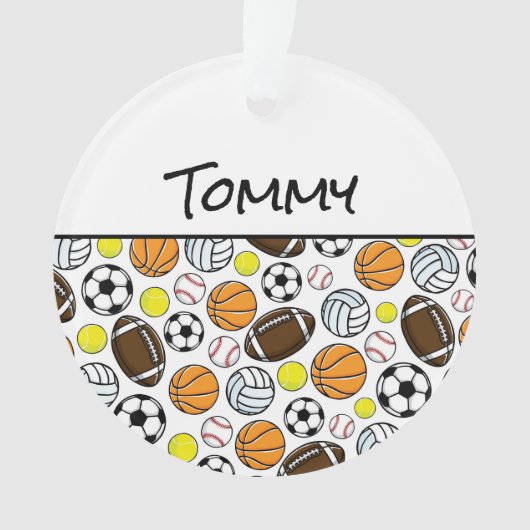 Little League Sports Balls Player NAME Fun Ornament (Vorderseite)