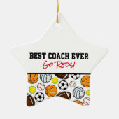 Little League Sports Best Coach Ever Star Fun Keramik Ornament (Vorne)