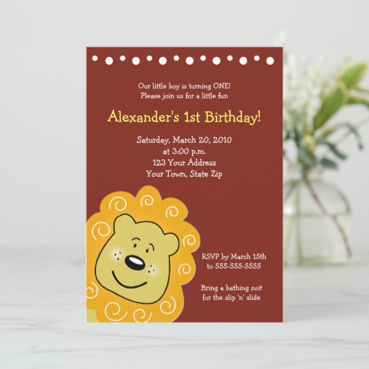 Little Leo Lion BIRTHDAY Einladung 5 x 7 (Stehend Vorderseite)