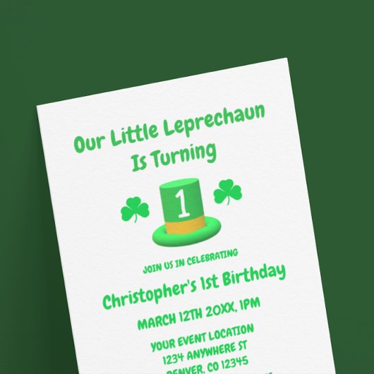 Little Leprechaun 1. Geburtstag Einladung