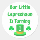Little Leprechaun 1. Geburtstag Runder Aufkleber (Vorderseite)