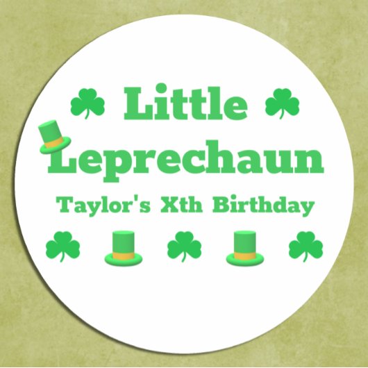 Little Leprechaun Birthday Runder Aufkleber