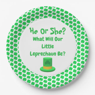 Little Leprechaun Gender Reveal Paper Plate Pappteller