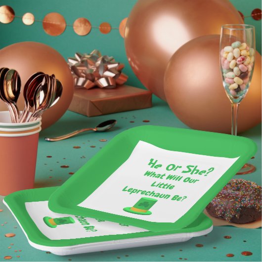 Little Leprechaun Gender Reveal Paper Plate Pappteller (Multi)