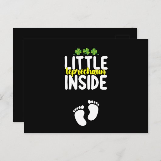 Little Leprechaun Inside Schwangerschaft Schwanger Postkarte (Vorne/Hinten)
