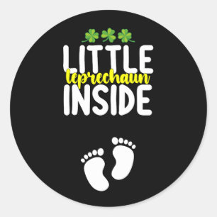 Little Leprechaun Inside Schwangerschaft Schwanger Runder Aufkleber