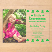Little Leprechaun Kindergeburtstag Acryleinladungen (Vorderseite)