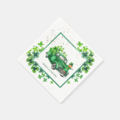 Little Leprechaun Kleeblatt Truck Geburtstagsparty Serviette (Ecke)