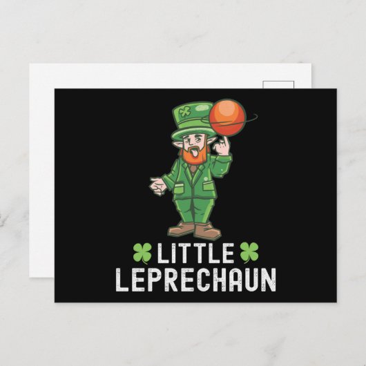 Little Leprechaun - St. Patricks Day Basketball Postkarte (Vorne/Hinten)