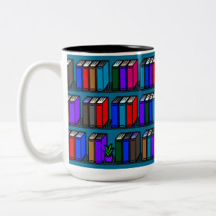 Little Library Book Shelves Aquamarin Zweifarbige Tasse
