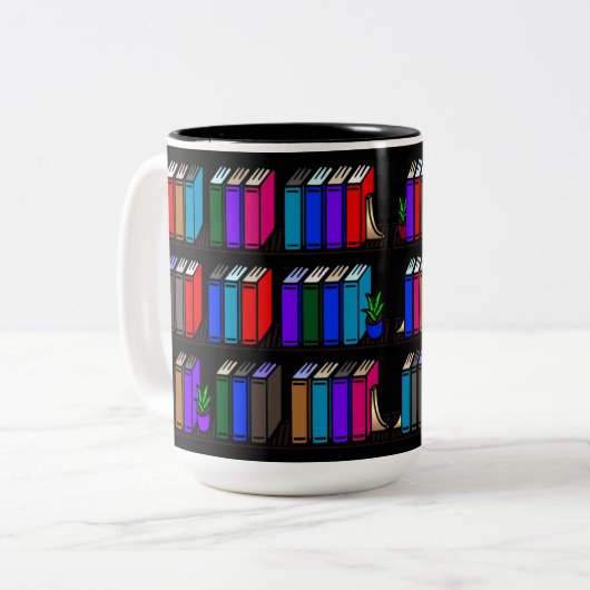 Little Library Book Shelves Black Zweifarbige Tasse (Vorderseite Links)