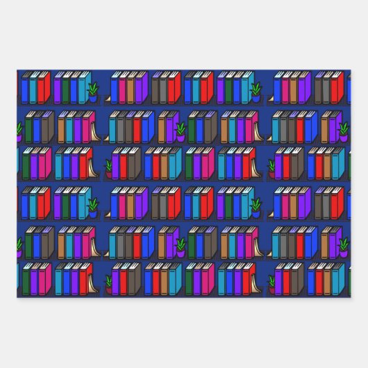 Little Library Book Shelves Dark Collection Geschenkpapier Set (Vorderseite)