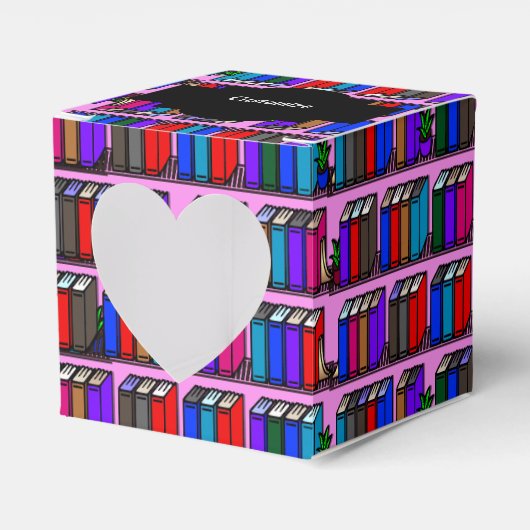 Little Library Book Shelves Pink Heart Geschenkschachtel (Vorderseite)