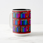 Little Library Book Shelves Red Zweifarbige Tasse (Vorderseite Links)