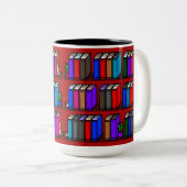 Little Library Book Shelves Red Zweifarbige Tasse (VorderseiteRechts)