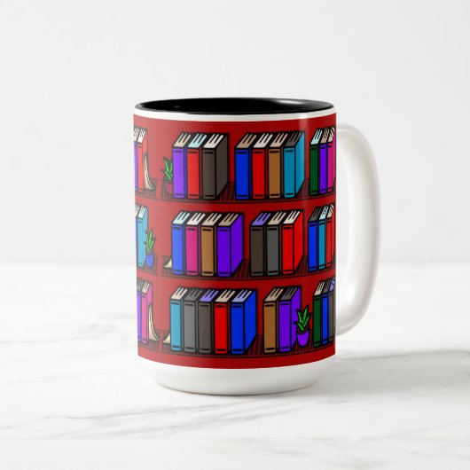 Little Library Book Shelves Red Zweifarbige Tasse (VorderseiteRechts)