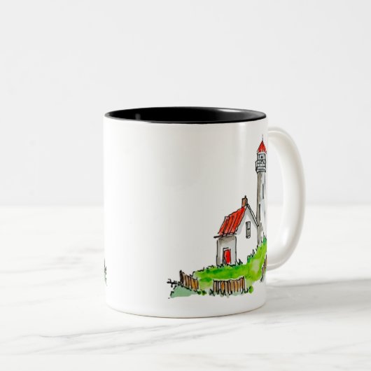 Little Lighthouse Wassercolor Zweifarbige Tasse (VorderseiteRechts)