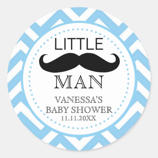 Little Lil' Man Mustache Boy Baby Dusche Gefallen Runder Aufkleber (Vorderseite)